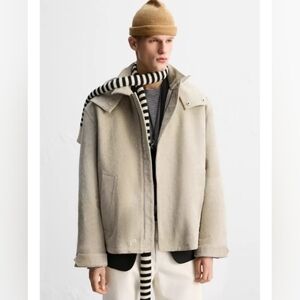 Zara Limited Edition Suede Leather Hooded Jacket
